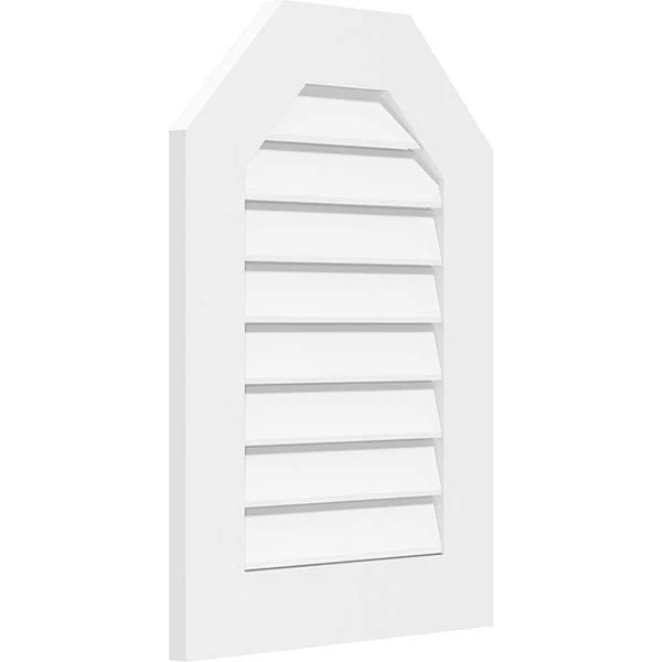 Ekena Millwork GVPOT12X3201SF 12x22W x 32x22H Octagonal Top Surface Mount PVC Gable Vent: Functional - w/ 3-1/2x22W x 1x22P Stand