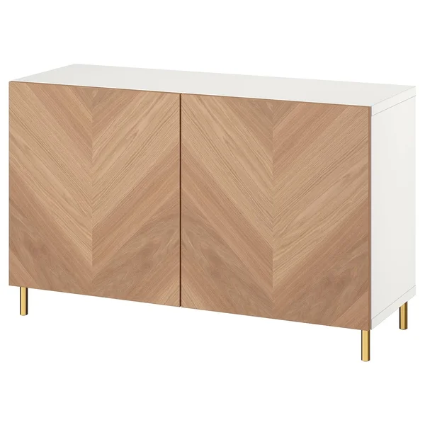 IKEA - BESTÅ Storage Combination with Doors - White/Hedeviken/謘arp Oak Veneer, 47 1/4x16 1/2x29 1/8 59417365