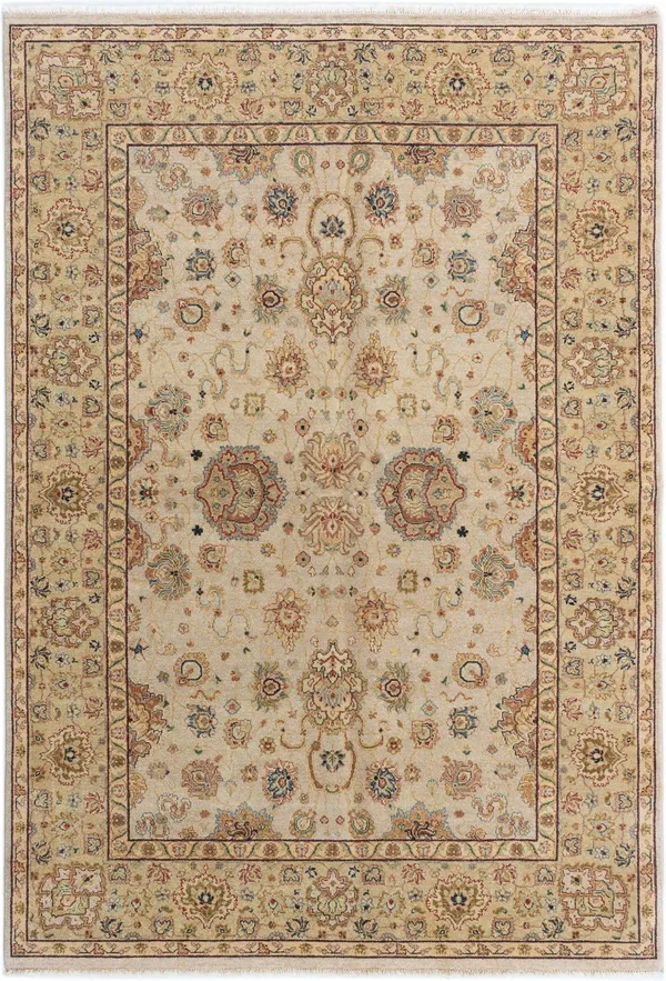 ECARPETGALLERY Hand-Knotted Chobi Twisted Tan Wool Rug - 6'2 x 9'0