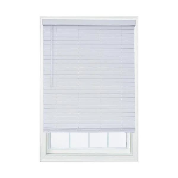 Allen + Roth 2-in Cordless White Embossed Faux Wood Blinds (Actual: 57-1/4-In W x 72-in L) Dfwda6072-57.25
