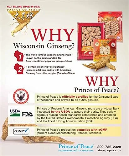Prince of Peace Wisconsin American Ginseng Medium Round Roots (6 oz)