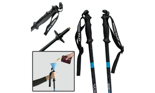 Whiski Poles Are High Performance Ski Pole Flasks Holding 16 oz + Free Collapsible Funnel + Stickers!, Matte Black, 120 cm, 48