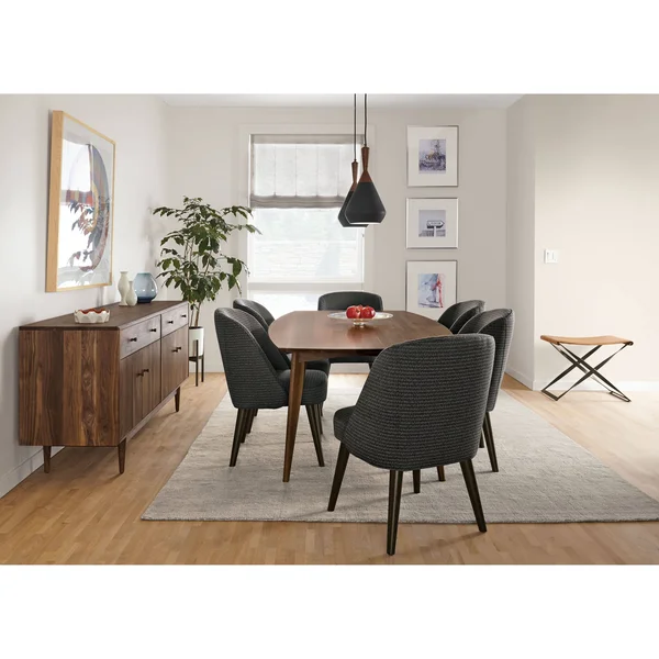 Room & Board, Modern Cora Side Chair in Declan Natural w/ Charcoal Legs White Brown - Performance Fabric