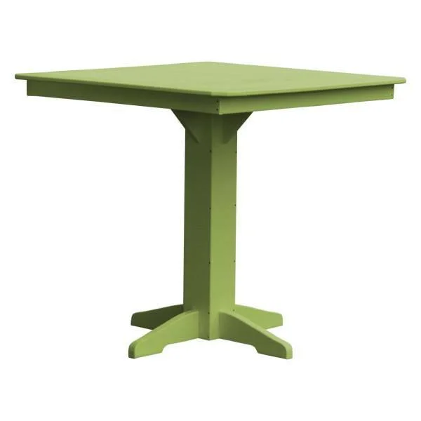Recycled Plastic Square Bar Table 44x22, Tropical Lime, Without Umbrella Hole
