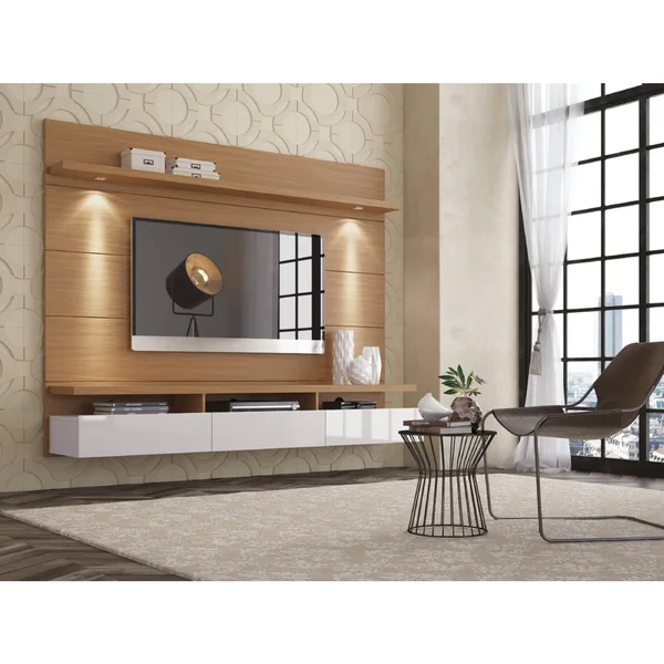 Manhattan Comfort Cabrini 1.8 71x22 Floating TV Center - Maple Cream/Off White