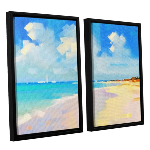 ArtWall Alex Hook Krioutchkov 'Playa 8' 4 Piece Gallery Wrapped Canvas Staggered Set - Blue - 36x48 3-Piece Flag Set