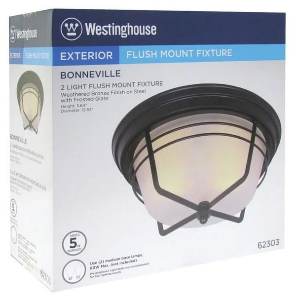 Westinghouse Lighting Bonneville 2-Light Flush Mount, Bronze