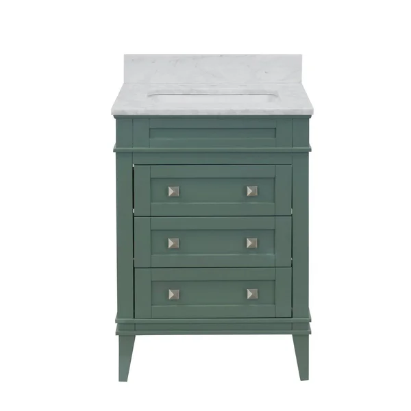 Eleanor 24x22 Single Bathroom Vanity Set Base Finish: Powder Blue, Top Finish: Carrara Marble