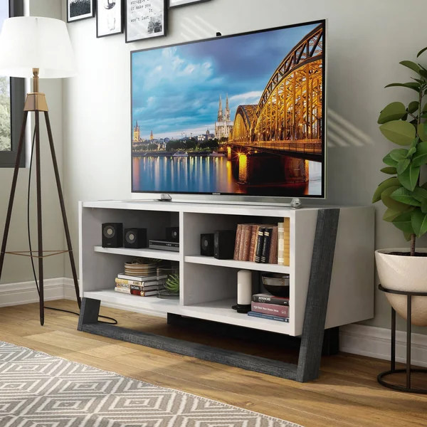 Furniture of America Isabelle Mid-Century Modern TV Stand - 62.50x22W Distresssed - White