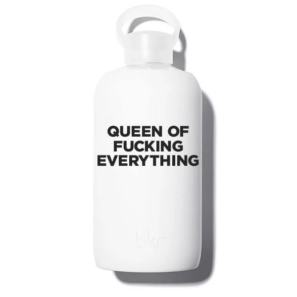 BKR Winter Queen 1L - Glass Water Bottle: 32oz - Glass/Silicone - BPA-Free, Dishwasher Safe