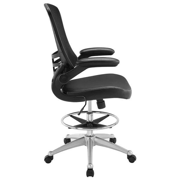 Modway Attainment Drafting Chair in Black - Reception Desk Chair - Tall Office C