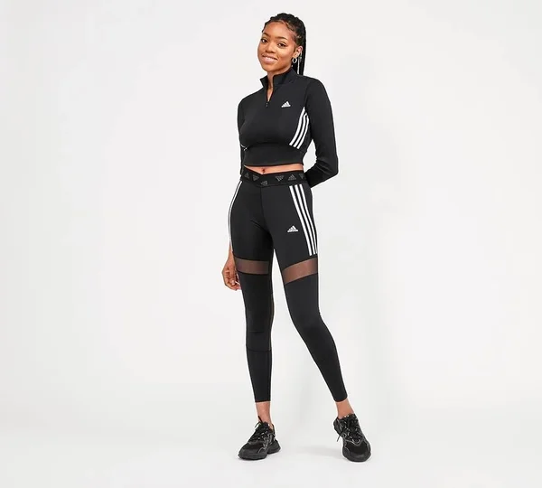 Adidas Womens Long Sleeve Crop Top - Black - Size S