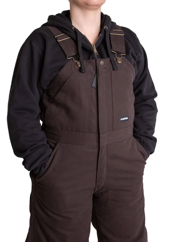 Berne Ladies Washed Insulated Bib Dark Brown - L/Short