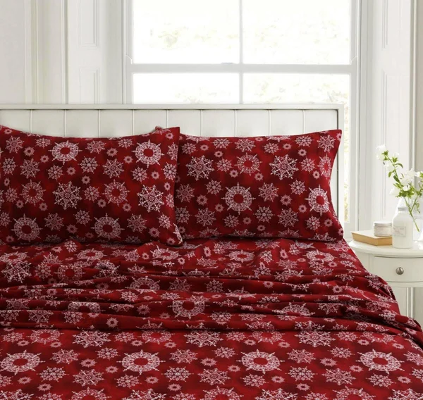 Checkered Buck Heavyweight 200-gsm Cotton Flannel Printed Extra Deep Pocket Sheet Set, Size: Full