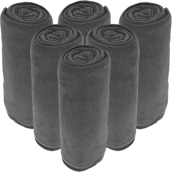 Bare Home Wholesale Microplush Blankets, Fleece Bed Blanket Bulk Pack - King - Grey - 12 Pack