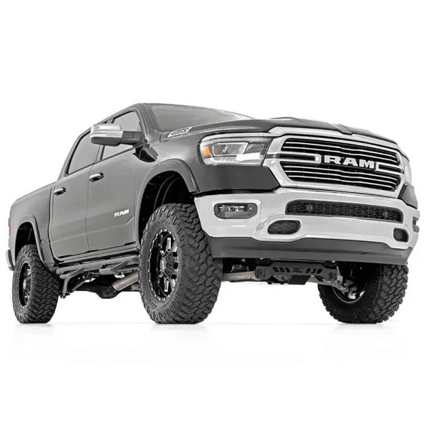 Rough Country Dodge Cab Length Nerf Steps (2019 Ram 1500 Crew Cab, 5& 7x22 Bed)