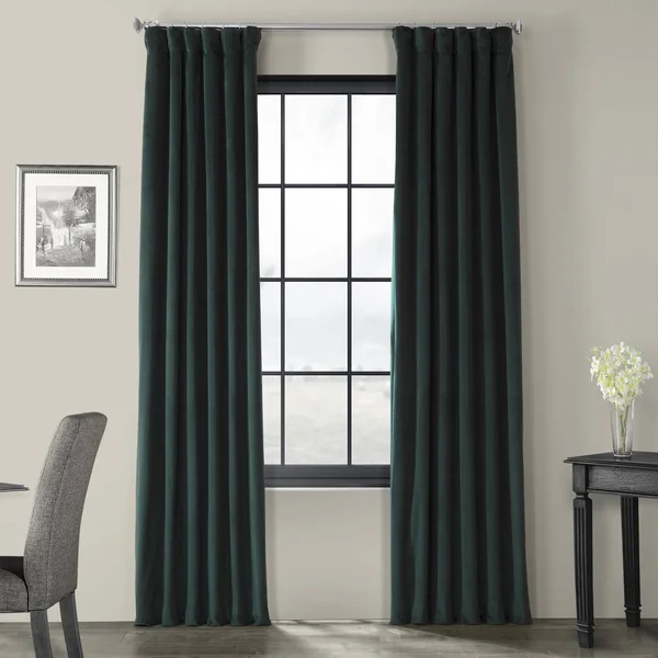 HPD Half Price Drapes VPCH-181202-84 Signature Blackout Velvet Curtain (1 Panel), 50 x 84, Blackforest Green