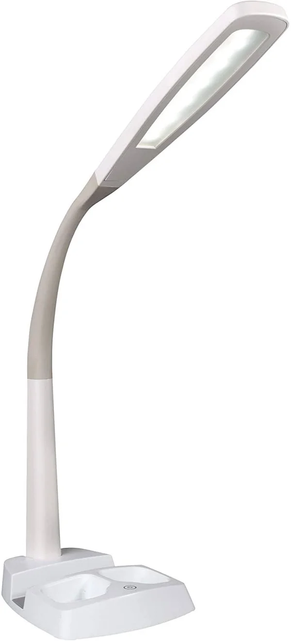 Wellness Series LED Desk Lamp Charging Station White Modern Contemporary Bulbs Included, 6.125 x 7.5 inches