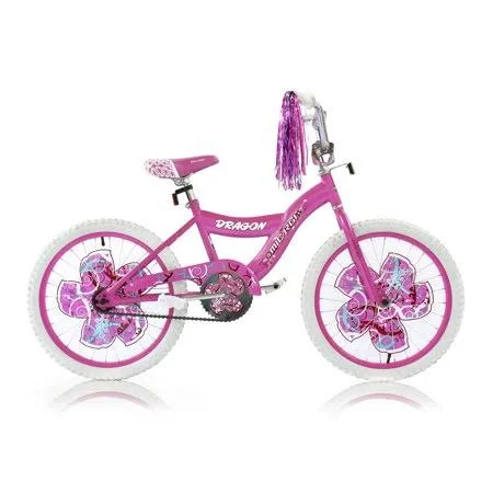 Ustoyoutlet 20 inch BMX S-Type Frame Bicycle Coaster Brake One Piece Crank Pink Rims White Tire Kid's Bike - Pink