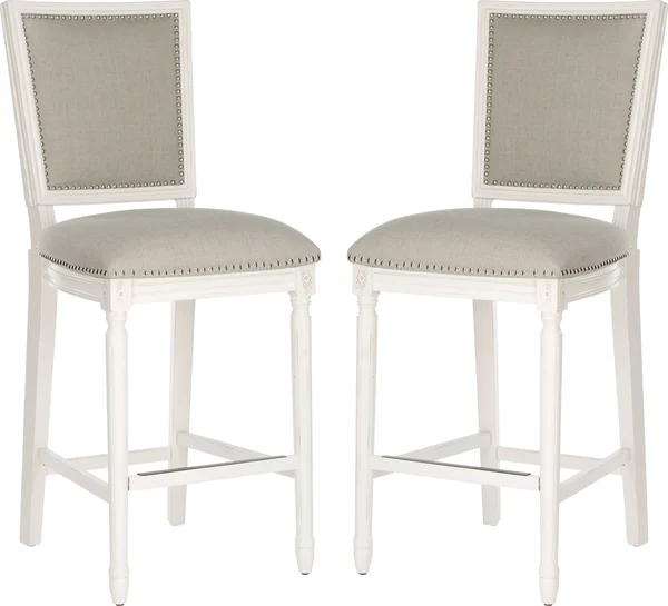 Safavieh Buchanan Rectangle Bar Stool (Set of 2) - Light Grey/Cream
