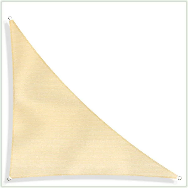 ColourTree 18 ft. x 18 ft. x 25.5 ft. 190 GSM Beige Right Triangle Sun Shade Sail Screen Canopy - Outdoor Patio and Pergola Cover