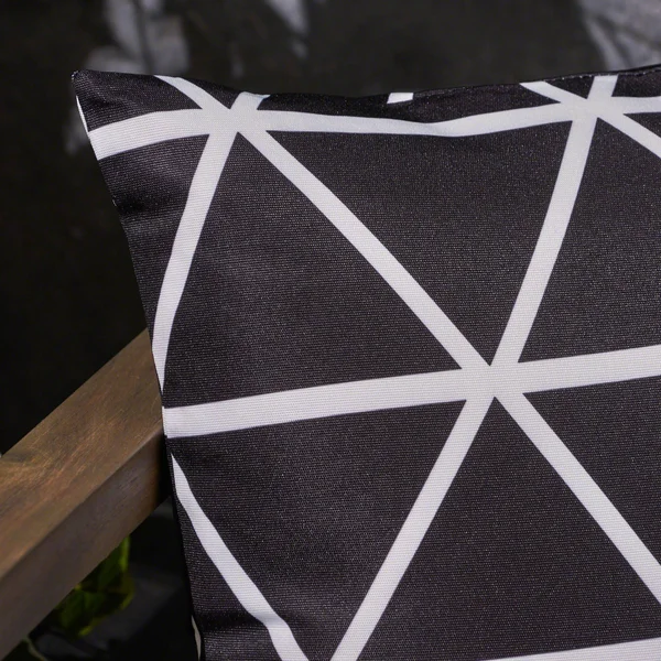 17.5x22 Black and White Geometric Square Outdoor Patio Throw Pillow