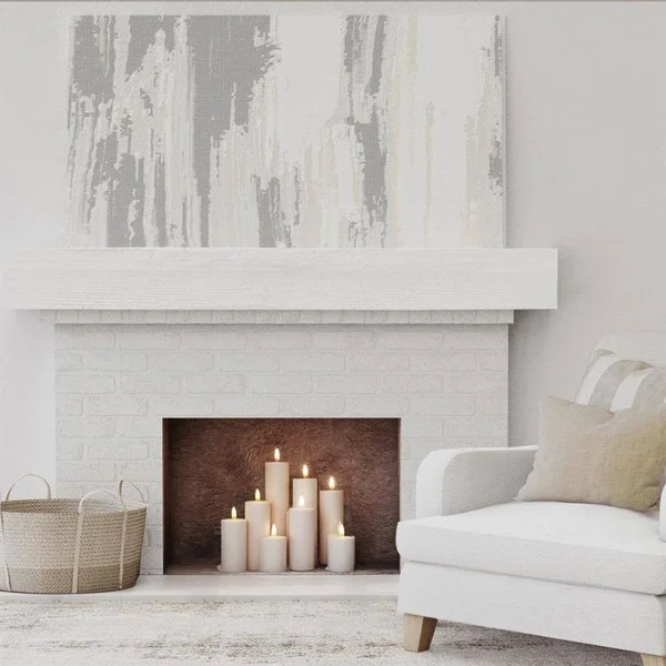 Ekena Millwork MANURS06X08X84UN 6x22H x 8x22D x 84x22W Rough Sawn Faux Wood Fireplace Mantel, Factory Prepped, Ready for Paint