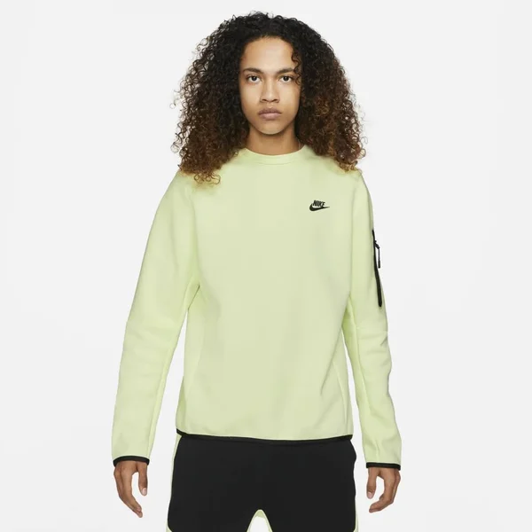 Nike Men's Sportswear Tech Crewneck Fleece - Large, Lime Ice/Black