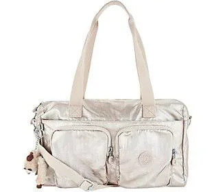 Kipling Front Pocket Satchel - Cyrene - sparkly Gold