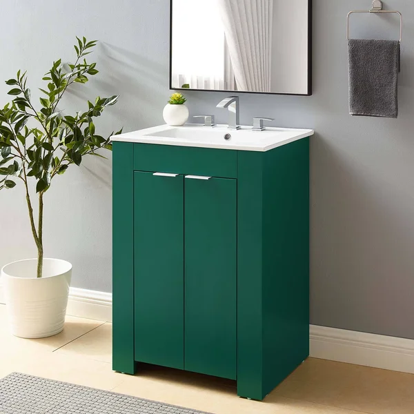 Maybelle 24x22 Bathroom Vanity Gray White Modway