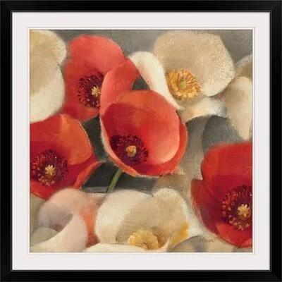 &Poppies Bloom II& Albena Hristova Graphic Art Print Charlton Home Format: Black Framed - Size: 38x22 H x 38x22 W x 1x22 D