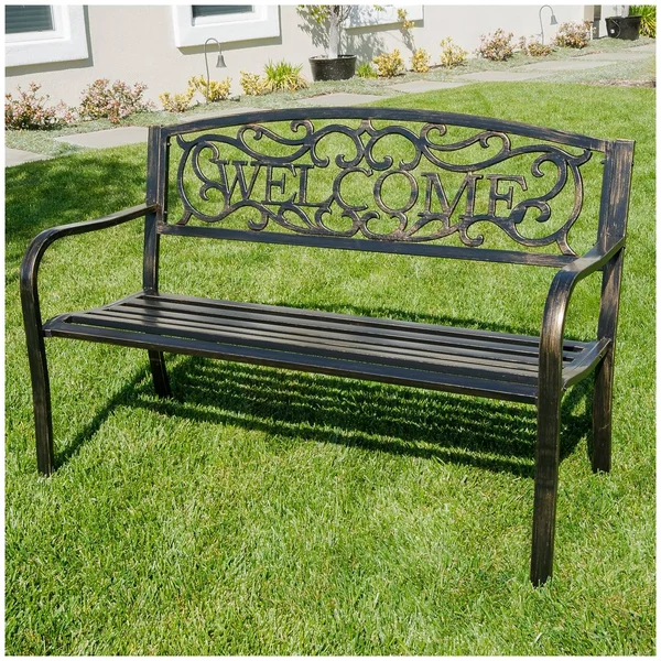 Belleze 50x22 Blossoming Garden Decorative Patio Park Bench - Bronze