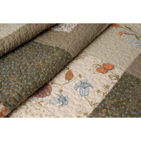 Greenland Home Fashions Sedona Cotton 4-Piece Quilt Set - Brown, Twin