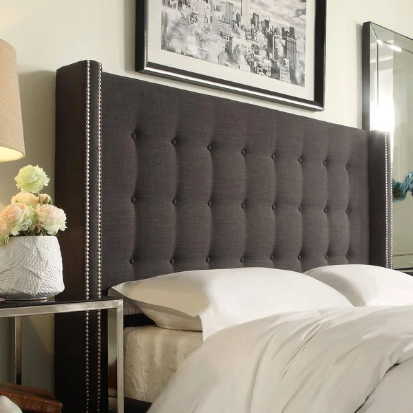 Chelsea Lane Arundel Upholstered Wingback Headboard - Size: King, Gray