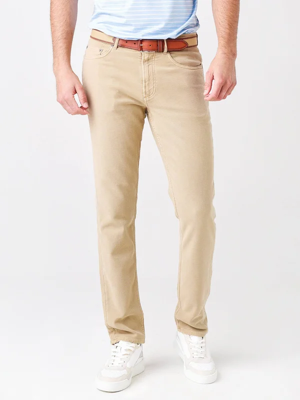 Faherty Stretch Terry 5-Pocket Pants, Size 42 in Sand at Nordstrom