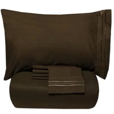 Henri Luxury Alternative Comforter Set Charlton Home Color: Chocolate - Size: Twin Comforter + 3 Additional Pieces