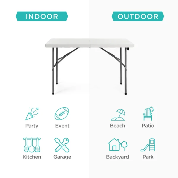 Best Choice Products Portable 4& Folding Utility Table - White