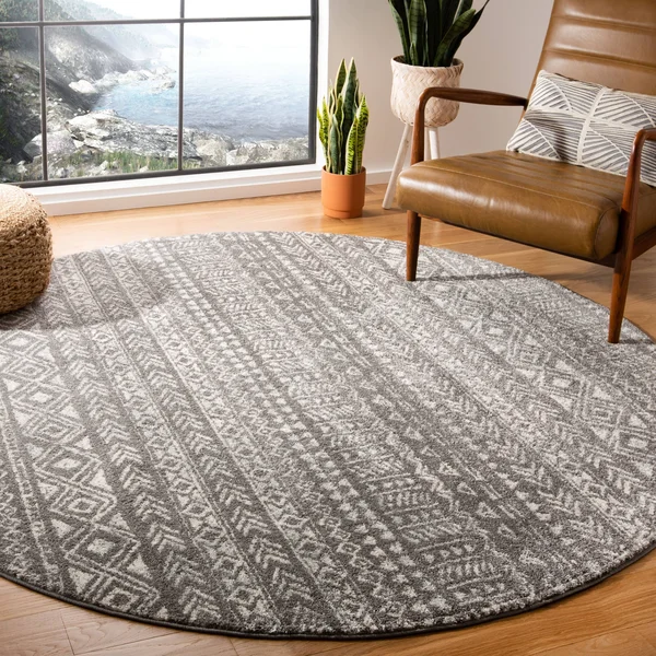 Safavieh Tulum Rug Collection TUL263F - Dark Grey - Ivory - 6&-7x22 x 6&-7x22 Round