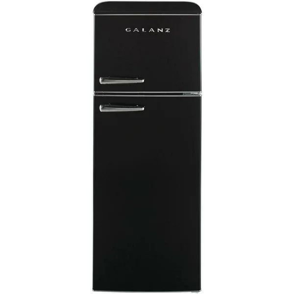 Galanz 7.6 cu.ft. Retro Mini Refrigerator with Dual Door and True Freezer in Black