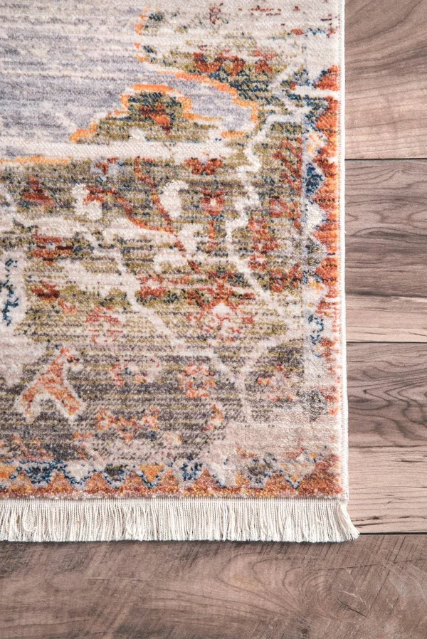 Nuloom Shaunda Medallion Fringe Area Rug, Gray