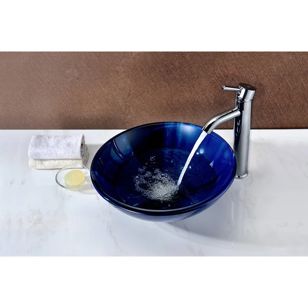 Anzzi LS-AZ051 Meno Series Deco-Glass Vessel Sink in Lustrous Blue