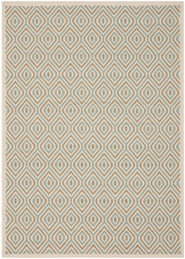 Safavieh Veranda Cream/Aqua 5 ft. 3 in. x 7 ft. 7 in. Indoor/Outdoor Area Rug