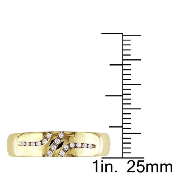 Miadora 10K Yellow Gold Men's 1/10ct TDW Diamond Wedding Band Ring 9