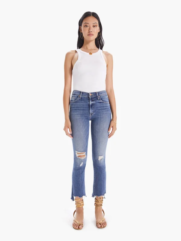 Mother The Insider Crop Step Chew Dancing on Coals Jeans in Blue - Size 28