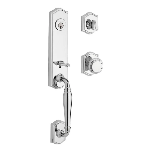 Baldwin New Hampshire Single Cylinder Handleset with Traditional Door Knob and Traditional Arch Rose