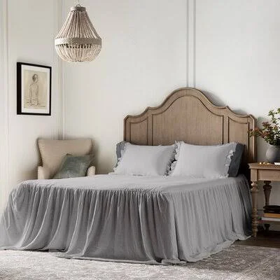 Arrington Ruffle Skirt Bedspread Set House of Hampton Color: Gray, Size: Queen Bedspread + 2 Shams