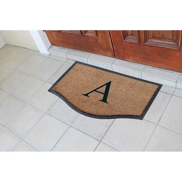 A1 Home Collections A1hc Black/Beige 23.6 in. x 37.4 in. Rubber and Coir Non-Slip Extra Large Heavy Duty Monogrammed J Double Do