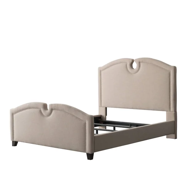 CorLiving Fairfield Cream Fabric Curved Top Bed, King