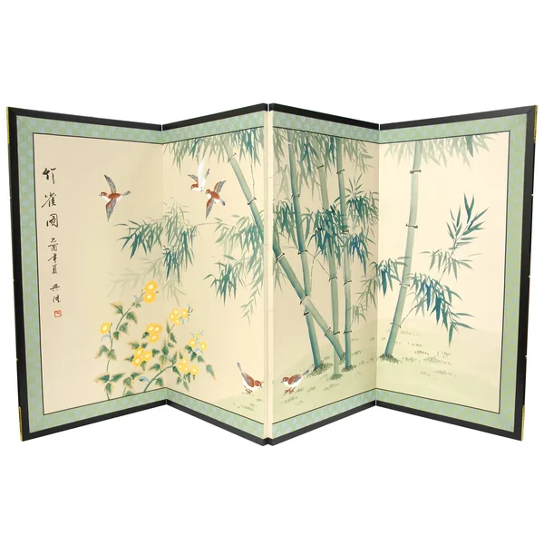 Oriental Furniture 36x22 Bamboo and Five Birds