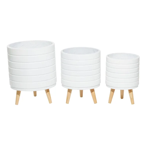 CosmoLiving by Cosmopolitan 14 in. x 10 in. White MgO Planter (Set of 3)